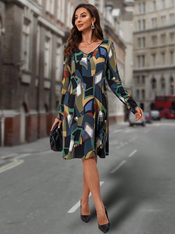 EMERY ROSE Vestido tunico con estampado floral de manga farol