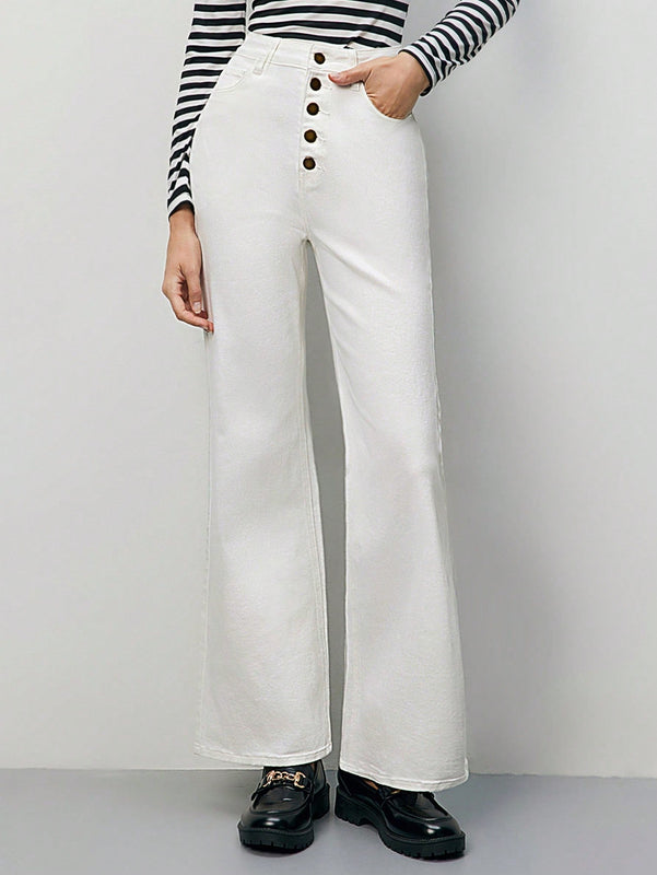 Frenchy Jeans de pierna amplia con boton
