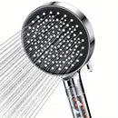 1 pieza de cabeza de ducha ahorradora de agua de acero inoxidable con filtro de cuentas, 6 modos ajustables de pulverización de alta presión, forma redonda, accesorios de baño, cabeza de ducha para baño.
