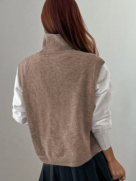 Dazy Star Chaleco de punto de cuello cisne sin camisa