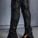 Slayr Pantalones de mujer Bodycon de PU apilados con cintura cortada elegante ajustados informales de estilo callejero de festival de musica sexy de verano 2024