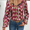 Frenchy Blusa con estampado con encaje en contraste