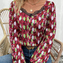 Frenchy Blusa con estampado con encaje en contraste