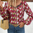 Frenchy Blusa con estampado con encaje en contraste