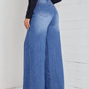 LUNE Jeans de talle alto con fruncido de pierna ancha