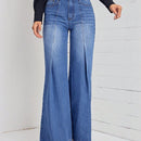 LUNE Jeans de talle alto con fruncido de pierna ancha