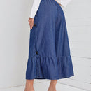 LUNE Jeans bajo con fruncido con cinturon de pierna ancha