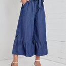 LUNE Jeans bajo con fruncido con cinturon de pierna ancha
