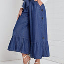 LUNE Jeans bajo con fruncido con cinturon de pierna ancha