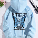 Ezwear capucha termica con estampado de slogan y mariposa con bolsillo de canguro con cordon