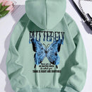 Ezwear capucha termica con estampado de slogan y mariposa con bolsillo de canguro con cordon