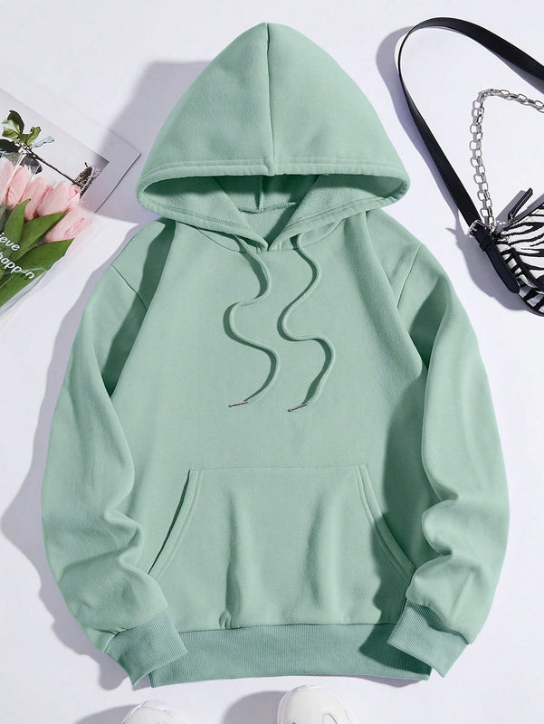 Ezwear capucha termica con estampado de slogan y mariposa con bolsillo de canguro con cordon