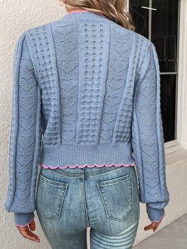 Franclia cardigan casual corto de punto con botones con forma de corazon para mujer, para otono/invierno