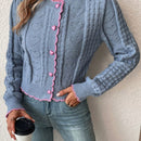 Franclia cardigan casual corto de punto con botones con forma de corazon para mujer, para otono/invierno