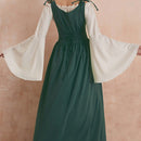 Vestido Volante fruncido Lazada Fruncido Color combinado Liso Casual Elegante