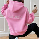 Ezwear sudadera con capucha de manga larga de unicolor con estampado de letra, uso casual diario