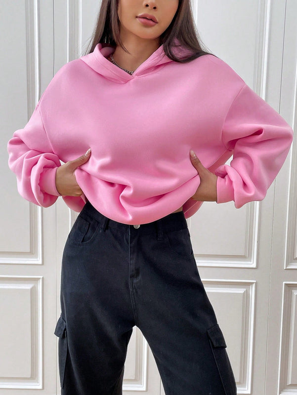 Ezwear sudadera con capucha de manga larga de unicolor con estampado de letra, uso casual diario