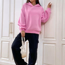 Ezwear sudadera con capucha de punto de manga larga con caida en los hombros y estampado de lema, otono/invierno para mujer