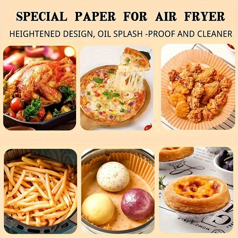 50/100 Piezas, Revestimiento De Papel Desechable Para Freidora De Aire, Revestimientos De 16,0-20,07 Cm Para Freidora De Aire [apto Para 2-8 QT], Papel Pergamino Antiadherente Para Freír, Hornear, Cocinar