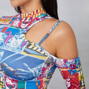 JUSTICE LEAGUE   Camiseta Cortada A La a Con Graficos De Dibujos Animados Y Letras