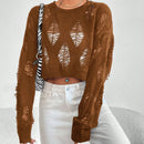 EZwear 1 pieza Jersey crop puntada abierta de hombros caidos