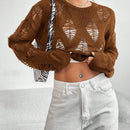 EZwear 1 pieza Jersey crop puntada abierta de hombros caidos