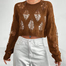 EZwear 1 pieza Jersey crop puntada abierta de hombros caidos