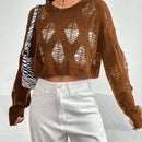 EZwear 1 pieza Jersey crop puntada abierta de hombros caidos