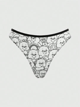 ROMWE X Care Bears Juego De Ropa Interior Blanca Con Estampado De Oso De Dibujos Animados Y Correas Finas