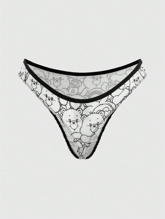 ROMWE X Care Bears Juego De Ropa Interior Blanca Con Estampado De Oso De Dibujos Animados Y Correas Finas