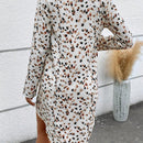 Vestido tunico con estampado de manga enrollada