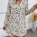 Vestido tunico con estampado de manga enrollada