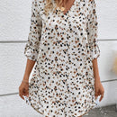 Vestido tunico con estampado de manga enrollada