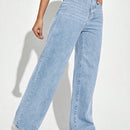 Tall Jeans amplios de cintura suelta y pierna ancha con bolsillo frito y estampado de copos de nieve para mujeres en su uso diario para ir al trabajo