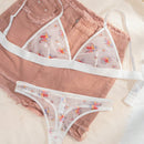 Set de lenceria con estampado floral de malla