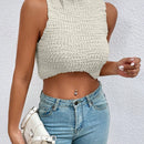 Essnce Chaleco de punto crop unicolor de cuello alto