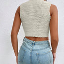 Essnce Chaleco de punto crop unicolor de cuello alto