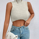 Essnce Chaleco de punto crop unicolor de cuello alto