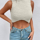 Essnce Chaleco de punto crop unicolor de cuello alto