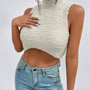 Essnce Chaleco de punto crop unicolor de cuello alto