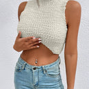 Essnce Chaleco de punto crop unicolor de cuello alto