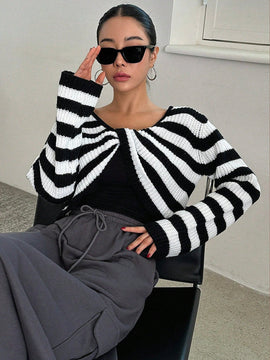 Dazy Star 1 pieza Jersey crop con patron de rayas girante delantero