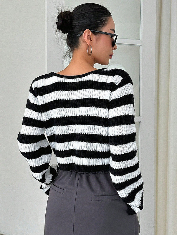 Dazy Star 1 pieza Jersey crop con patron de rayas girante delantero
