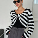 Dazy Star 1 pieza Jersey crop con patron de rayas girante delantero