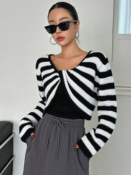 Dazy Star 1 pieza Jersey crop con patron de rayas girante delantero