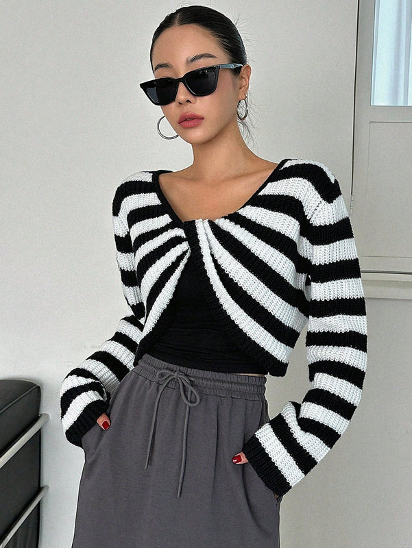 Dazy Star 1 pieza Jersey crop con patron de rayas girante delantero