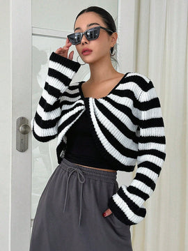 Dazy Star 1 pieza Jersey crop con patron de rayas girante delantero