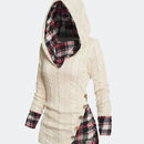 Emery rose sudadera con capucha de manga larga y parche a cuadros para mujer