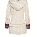Emery rose sudadera con capucha de manga larga y parche a cuadros para mujer