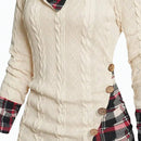 Emery rose sudadera con capucha de manga larga y parche a cuadros para mujer